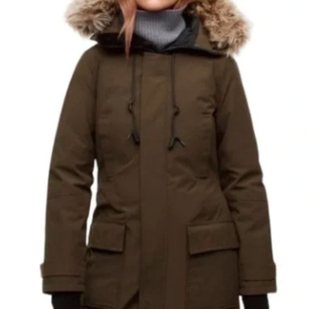 Aritzia TNA Bancroft Parka Winter Jacket Coat Dark Olive Green Size small